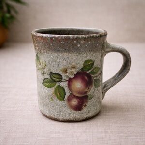 Monroe Salt Works Apple Blossom Mug Maine Pottery Stoneware Discontinued
